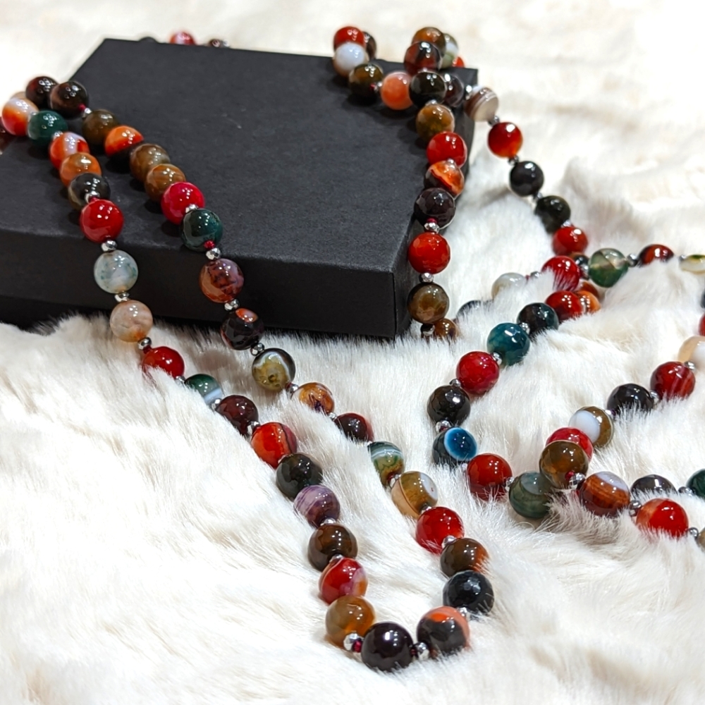 Faceted Gemstone Long Necklace